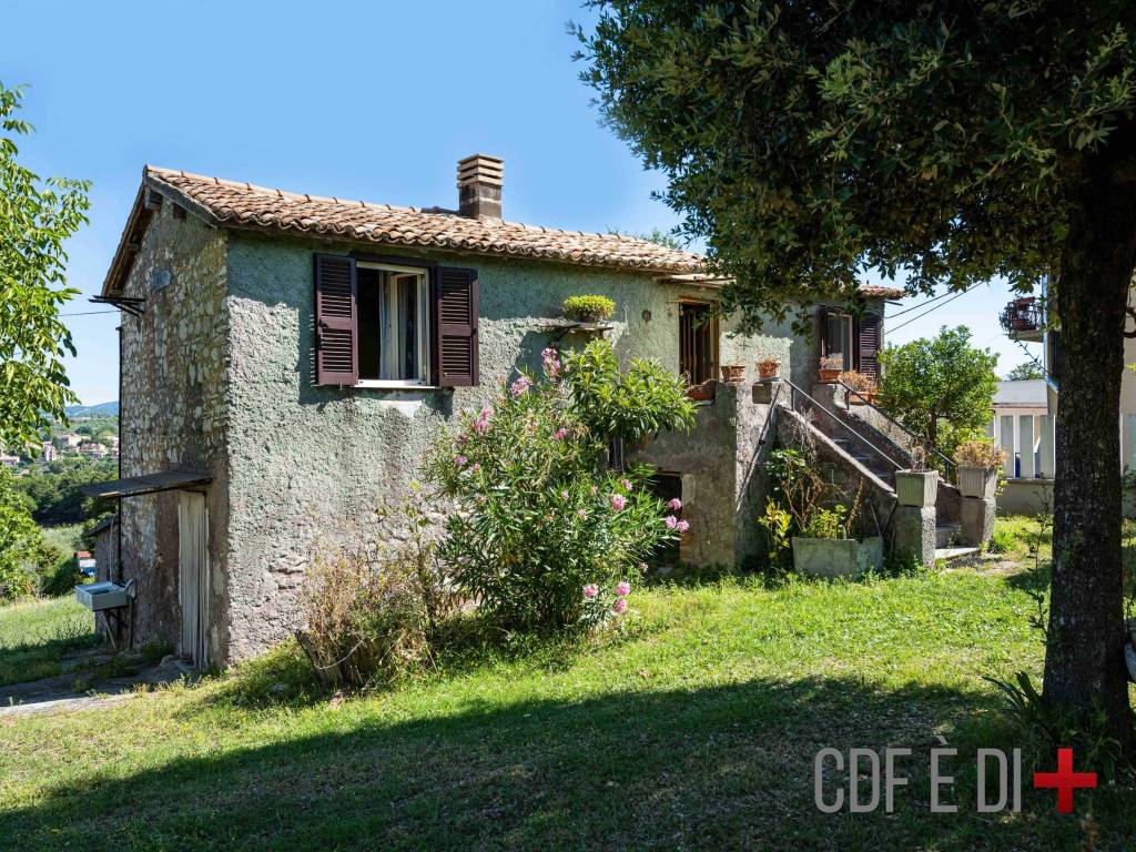 Wood tables with blue vases against a mural wall
